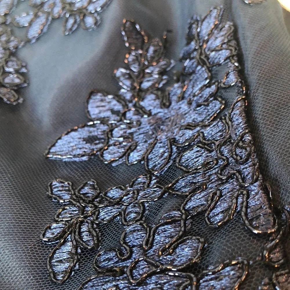 RARE EDITIONS Elegant Navy Dress with Embellishments & Floral Embroidery Girl 7